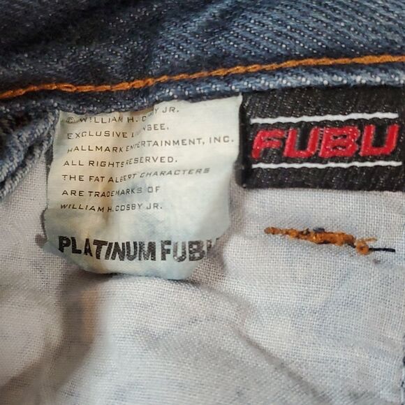 Platinum FUBU Fat Albert Denim Jeans Wide Leg Like Jnco Embroidered Pocket 34x34 - Picture 12 of 12